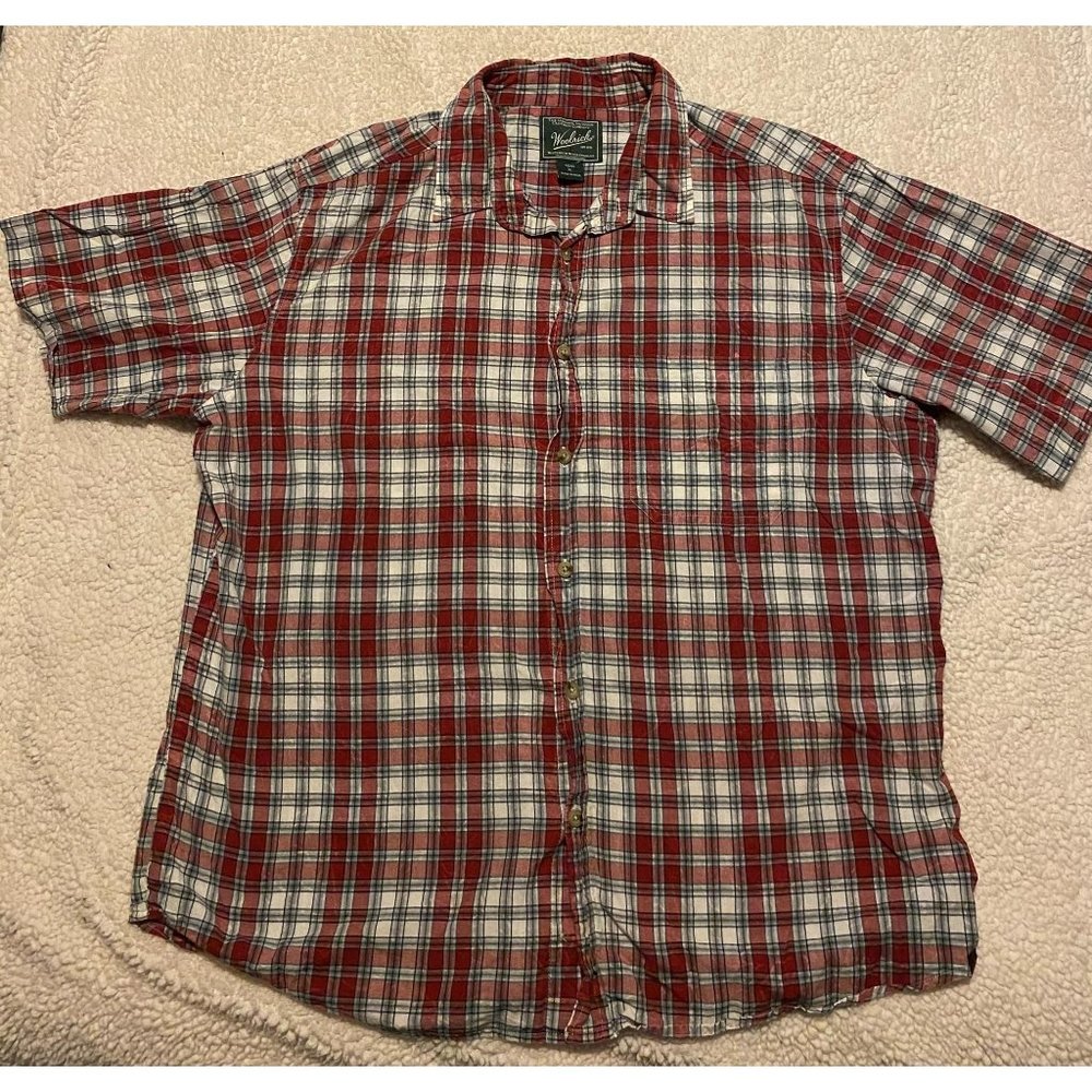 Men’s Woolrich Button Front Soft Plaid Red Size XL